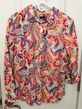 Talbots Pink Multi Paisley Button-Down Blouse